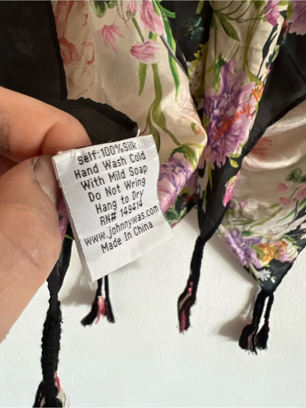 Johnny Was Floral Border Western Inspired Silk Shawl/Scarf
